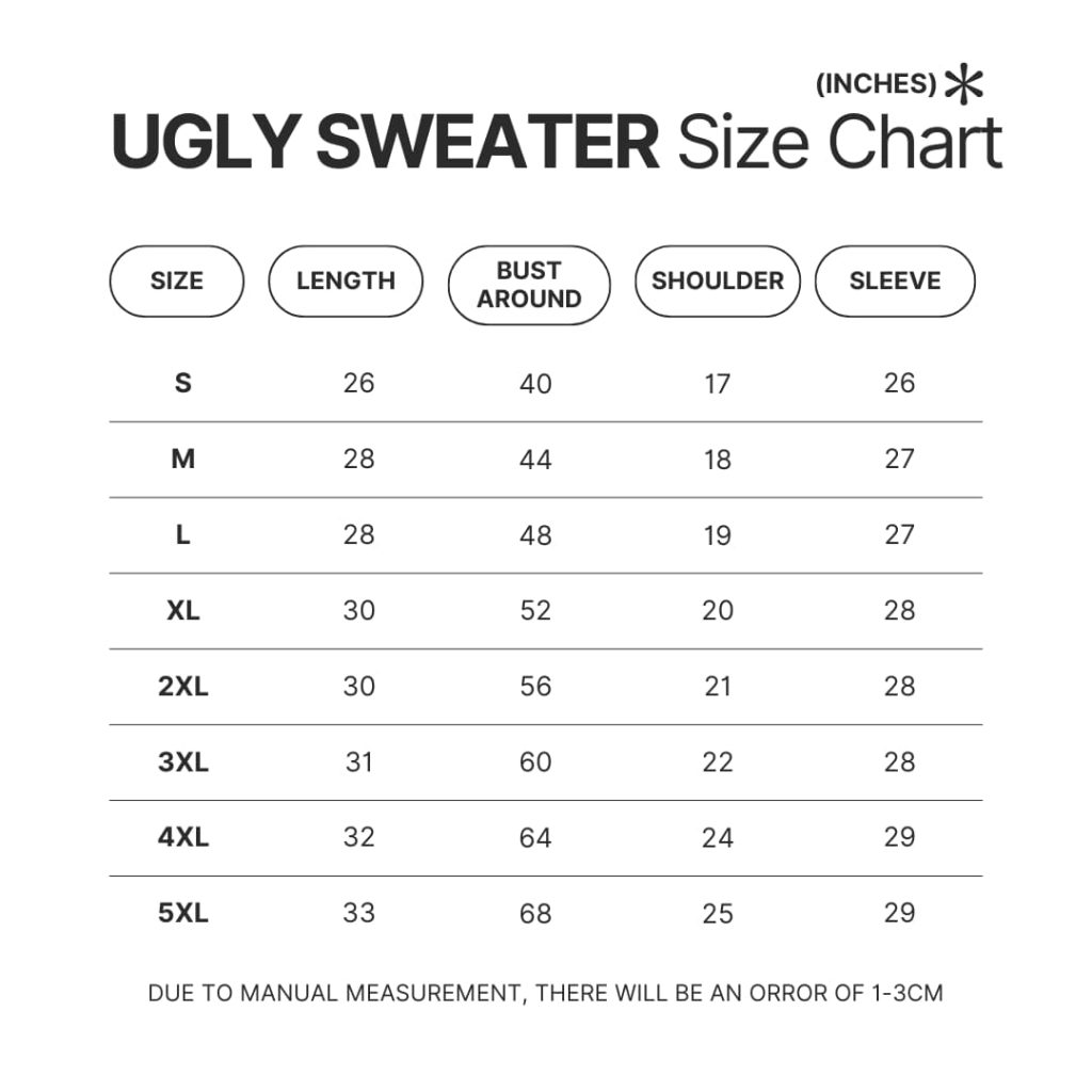 Ugly Sweater Size Chart - Darling In The Franxx Shop