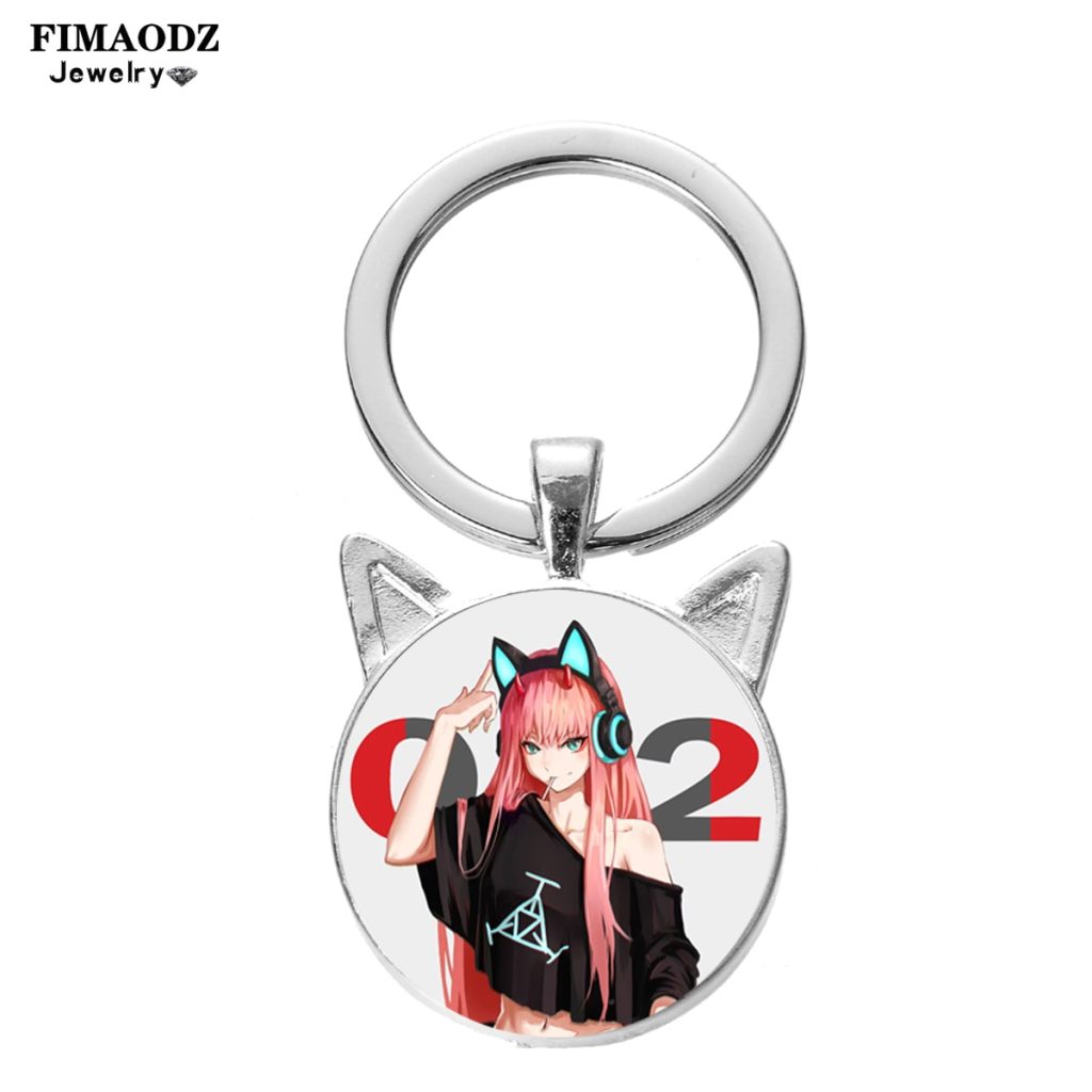 FIMAODZ DARLING In The FRANXX Cosplay Keychain 02 ZERO TWO HIRO Anime Figure Glass Cat Ears - Darling In The Franxx Shop