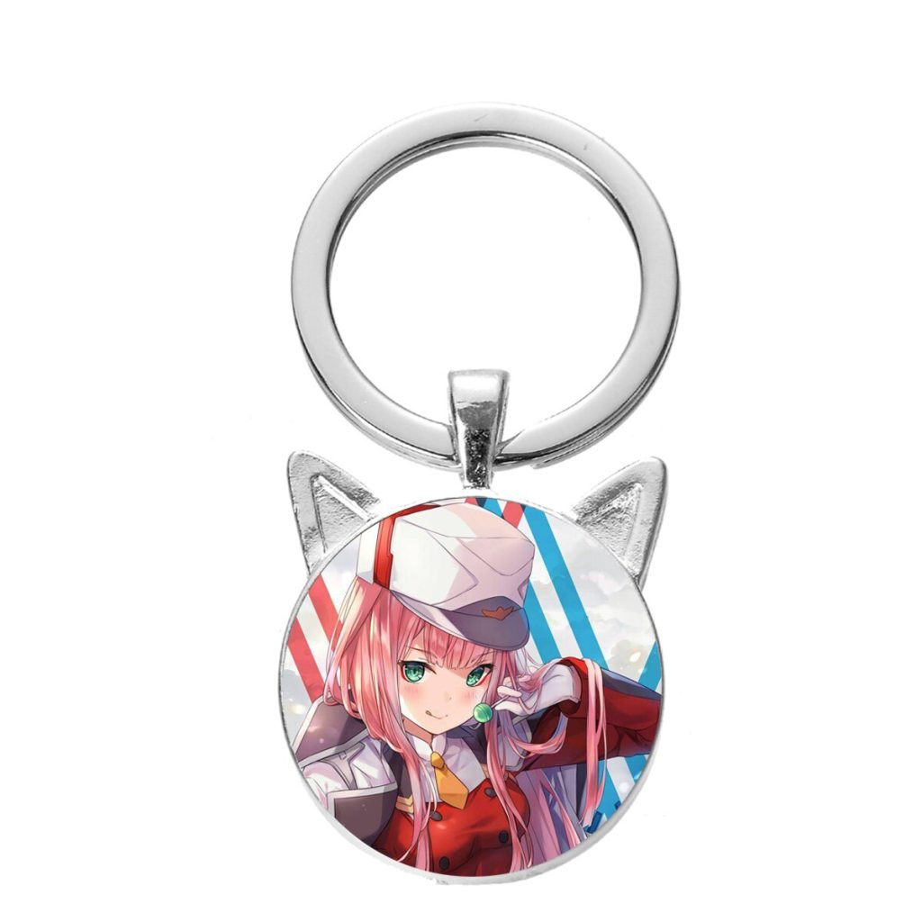 FIMAODZ DARLING In The FRANXX Cosplay Keychain 02 ZERO TWO HIRO Anime Figure Glass Cat Ears 2 - Darling In The Franxx Shop