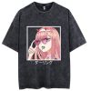 Funny Darling In The Franxx Tshirts Anime Zero Two Graphic T shirt Cotton Retro Washed Summer - Darling In The Franxx Shop