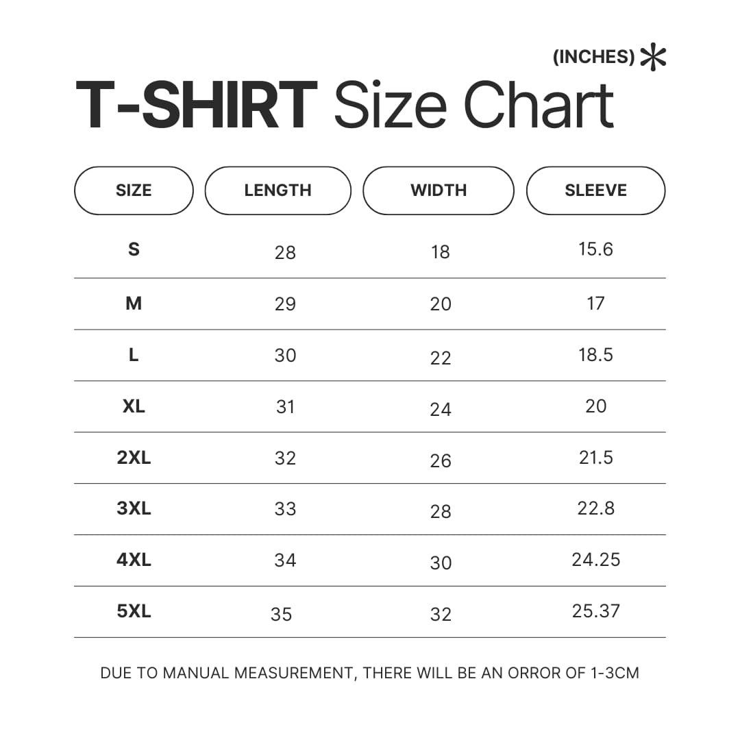 T shirt Size Chart - Darling In The Franxx Shop