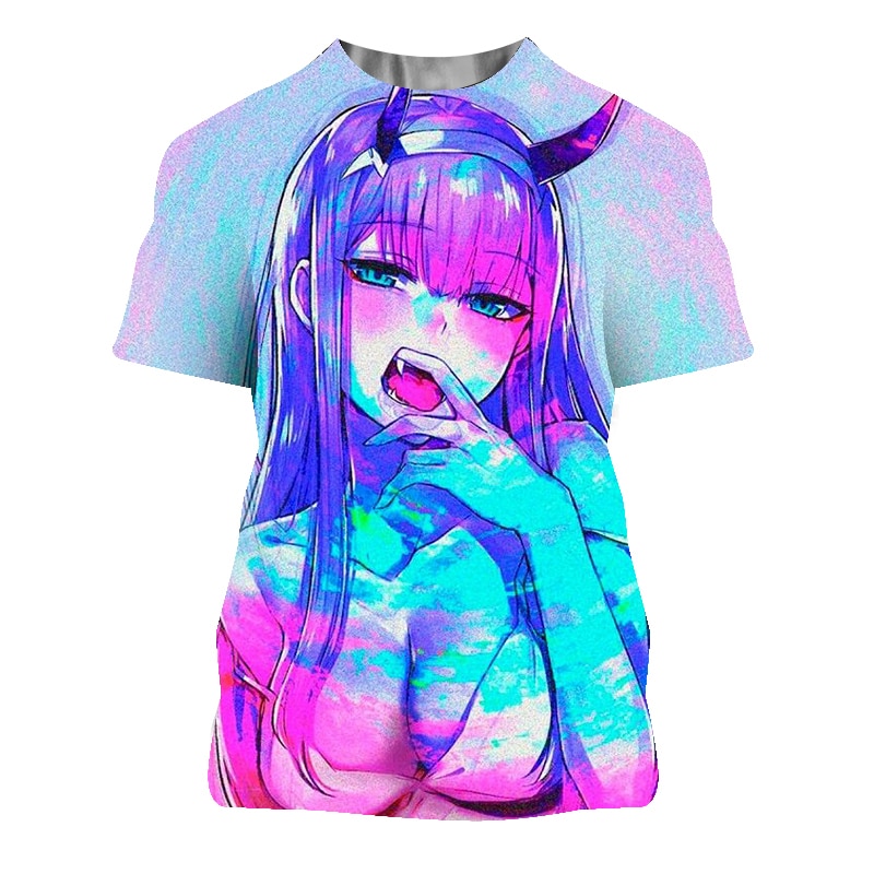 Anime T Shirts Darling In The Franxx Sexy Girls Zero Two 3D Print Men Women Fashion - Darling In The Franxx Shop