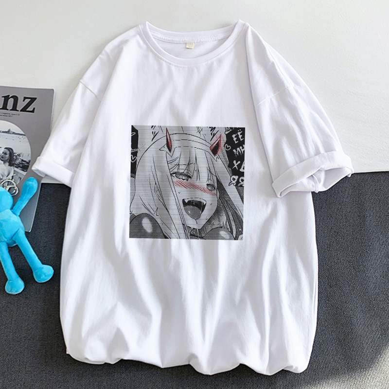 New Summer Women T Shirt 2021 DARLING In The FRANXX Harajuku Anime Zero Two T Shirt - Darling In The Franxx Shop